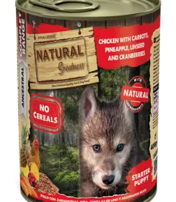 Pollo con zanahorias, piña, semillas de lino y arándanos rojos 400 g